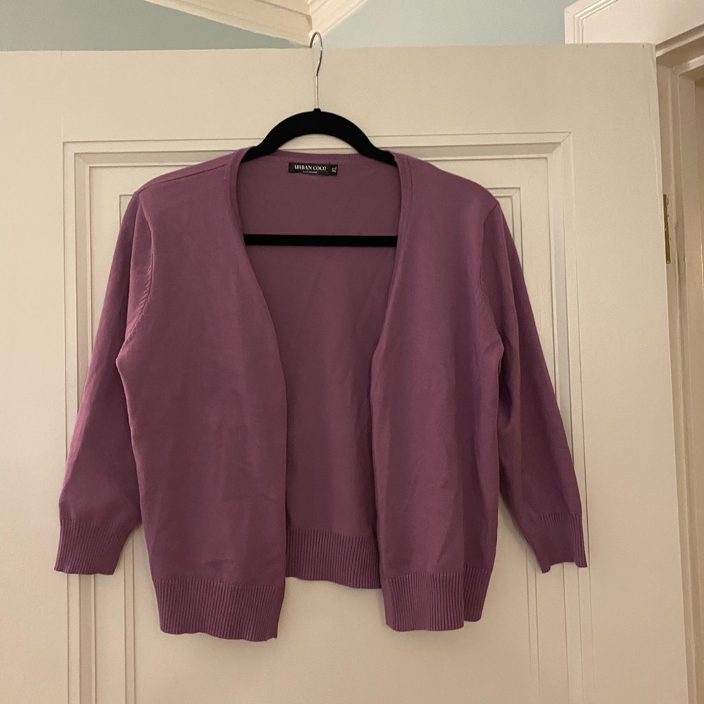 Euc urban coco lavender sweater jacket. Three quarter length sleeves. Size xl